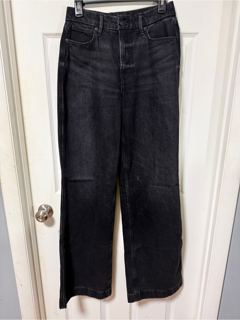 Good American Black High-Rise Wide Leg Jeans